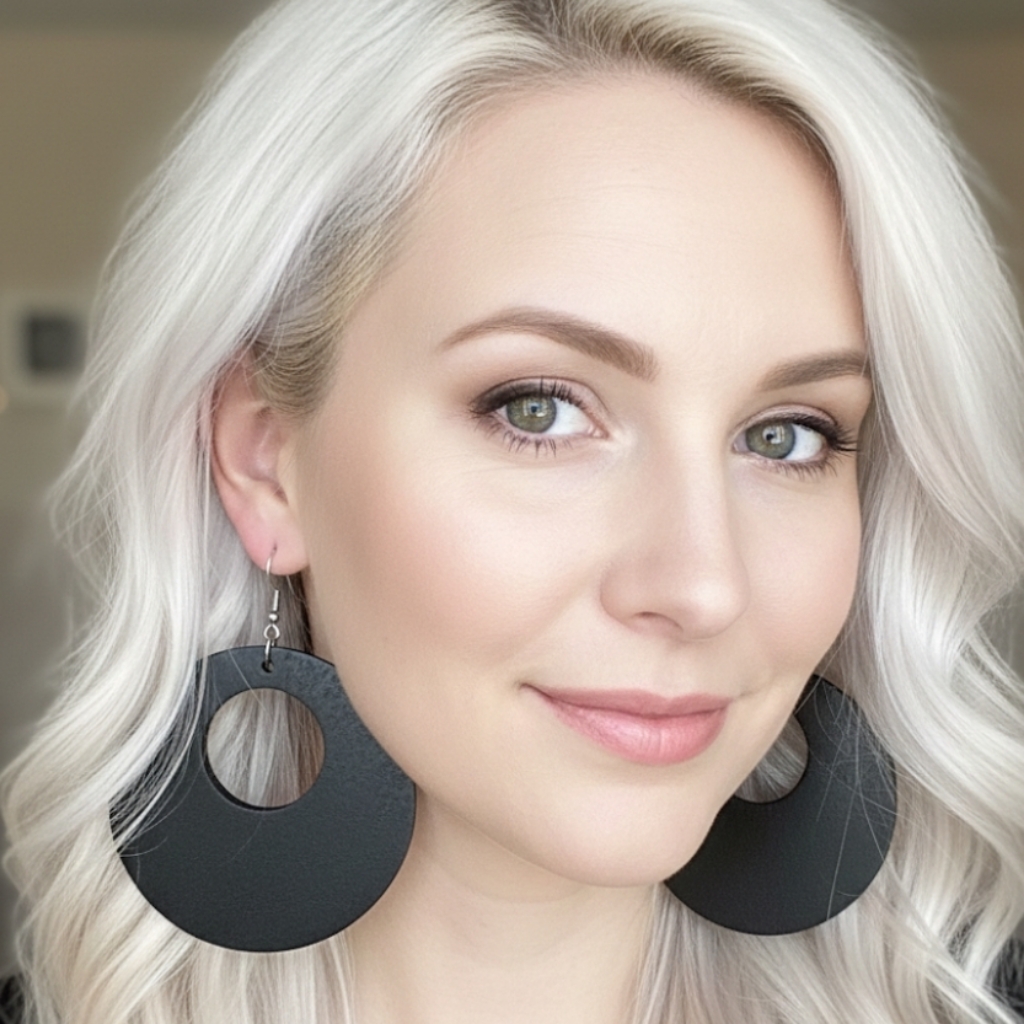 Large Natural Wood Hoop Earrings, Boho Chic Style. 7 Cm.